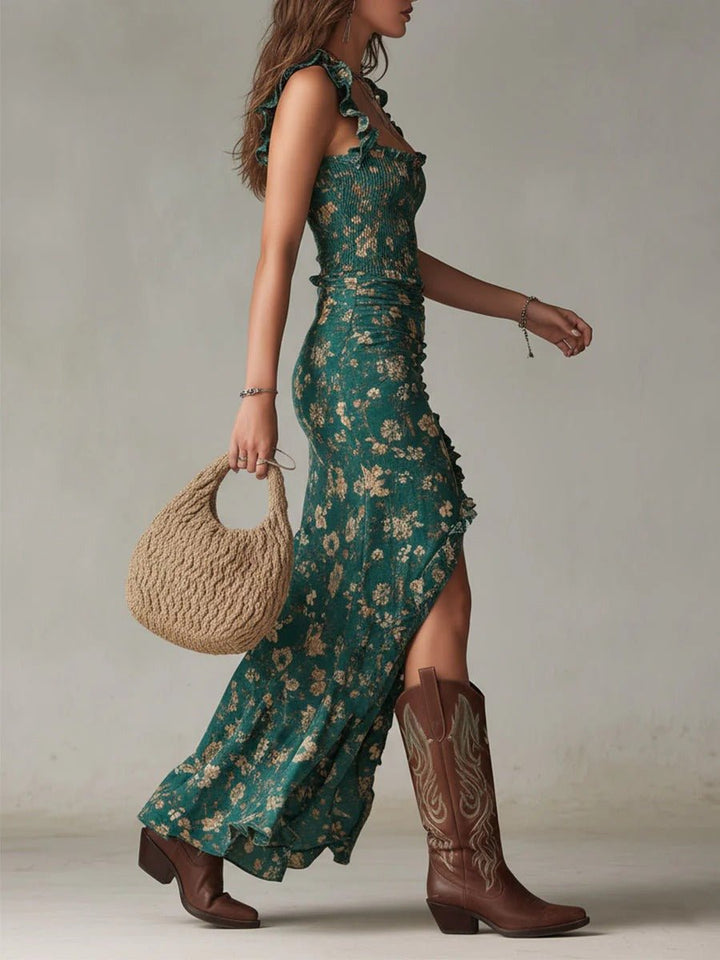 ZARA | Retro Asymmetrical Boho Maxi Dress