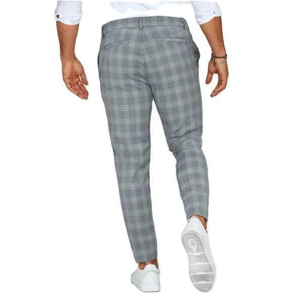 Men's Casual Plaid Trousers | Slim Fit, Cropped Hem