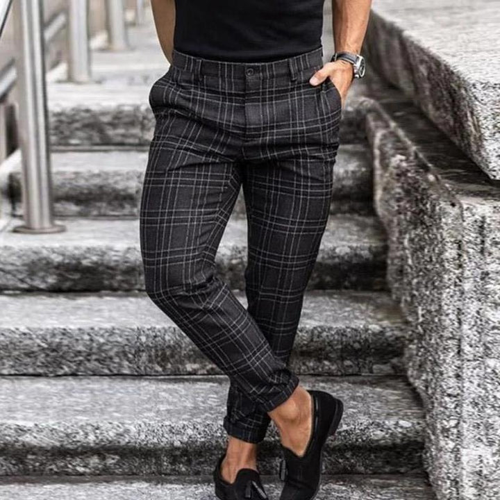 Men's Casual Plaid Trousers | Slim Fit, Cropped Hem