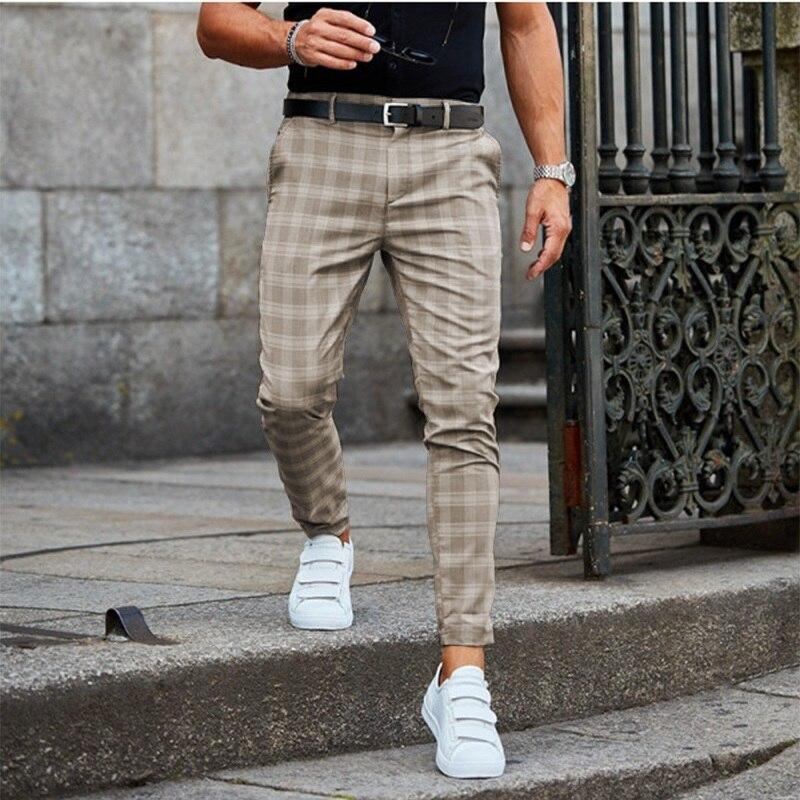 Men's Casual Plaid Trousers | Slim Fit, Cropped Hem
