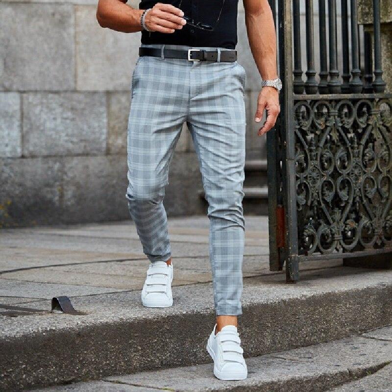 Men's Casual Plaid Trousers | Slim Fit, Cropped Hem