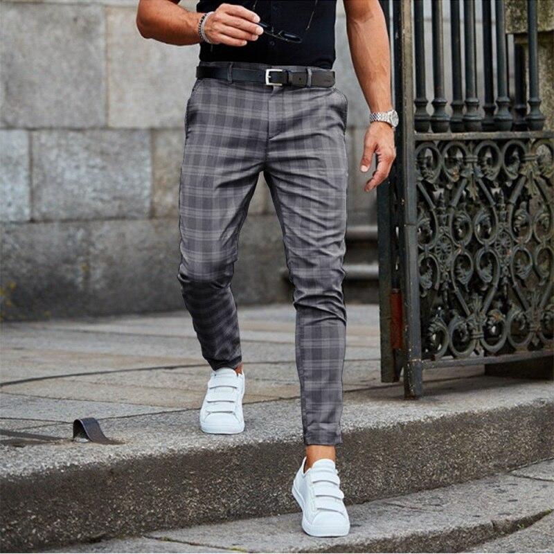 Men's Casual Plaid Trousers | Slim Fit, Cropped Hem