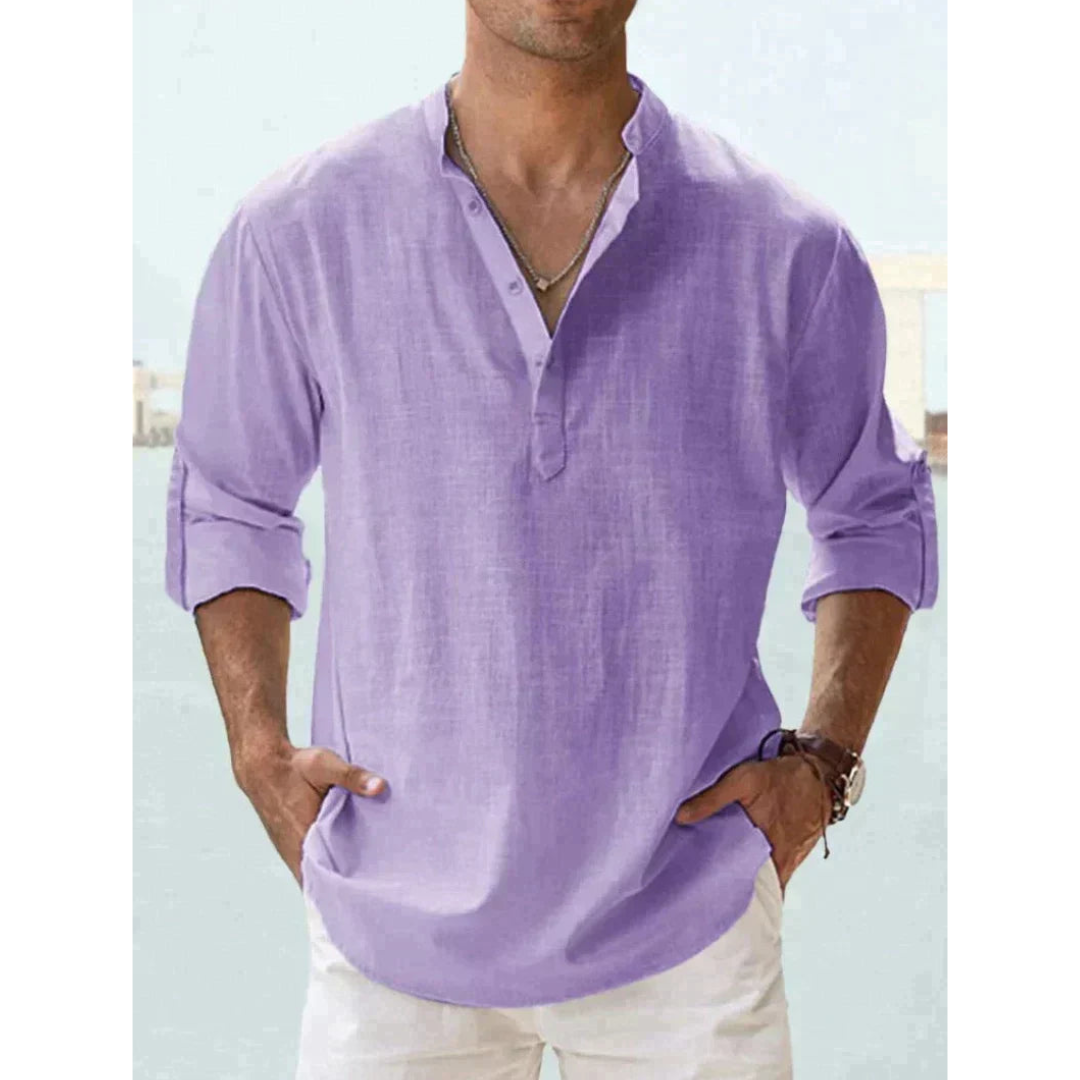 Men's Casual Summer Shirt | Henley, Long Sleeve