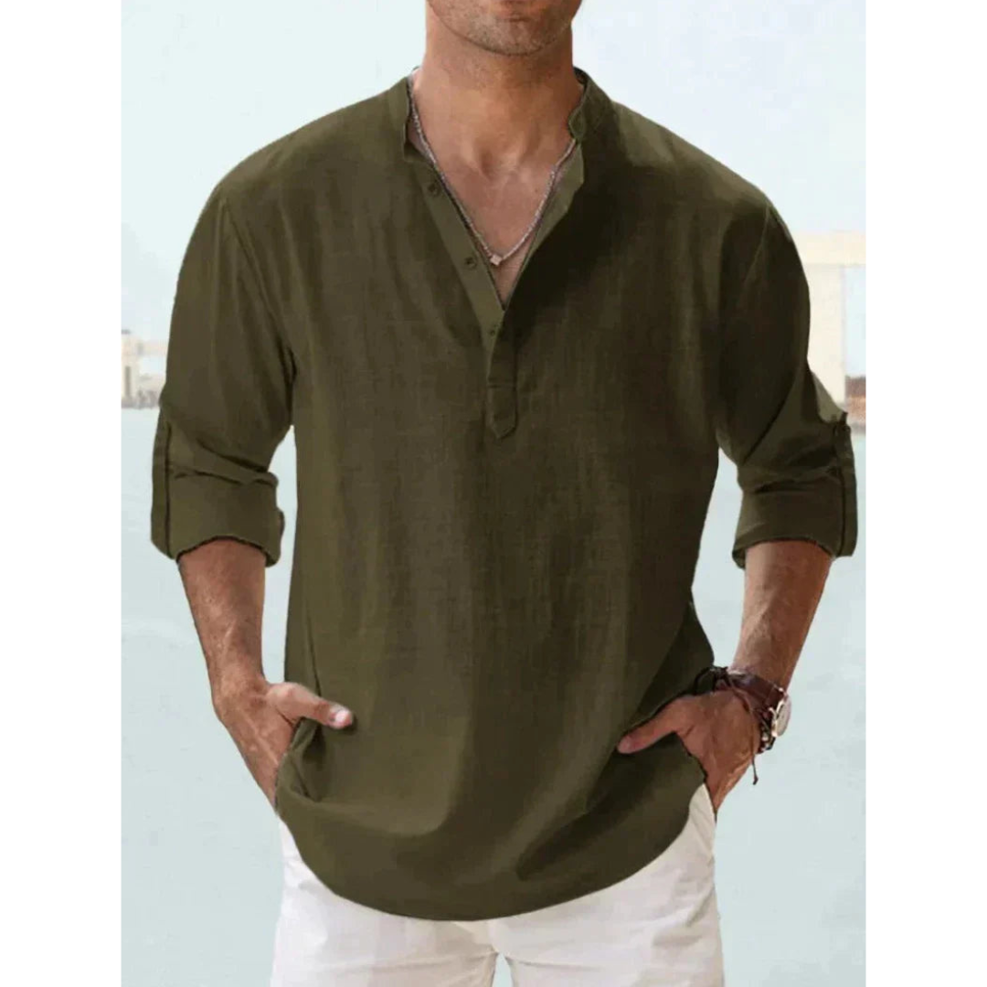 Men's Casual Summer Shirt | Henley, Long Sleeve