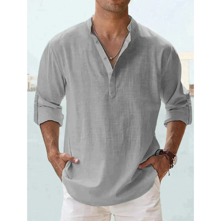Men's Casual Summer Shirt | Henley, Long Sleeve