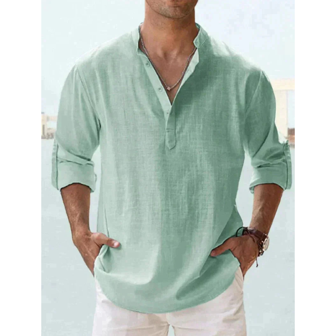 Men's Casual Summer Shirt | Henley, Long Sleeve