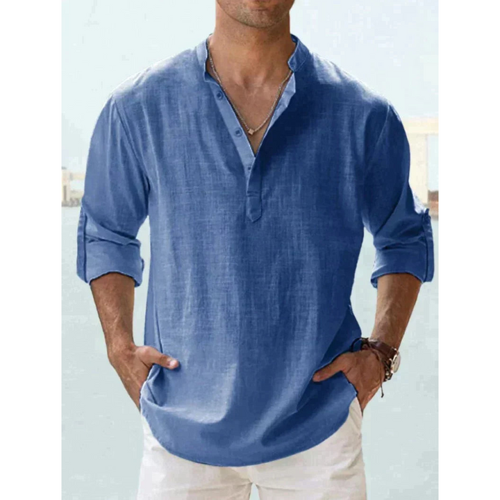 Men's Casual Summer Shirt | Henley, Long Sleeve