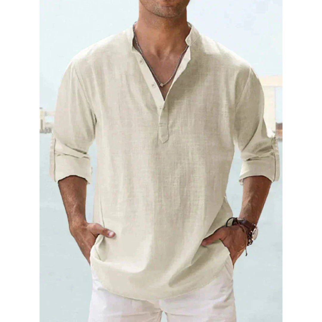 Men's Casual Summer Shirt | Henley, Long Sleeve