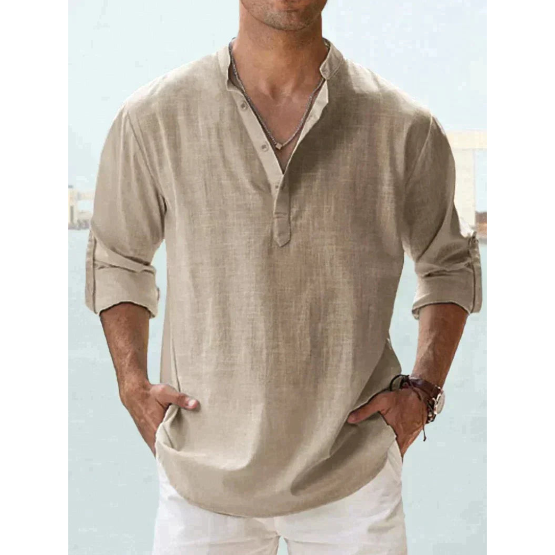 Men's Casual Summer Shirt | Henley, Long Sleeve