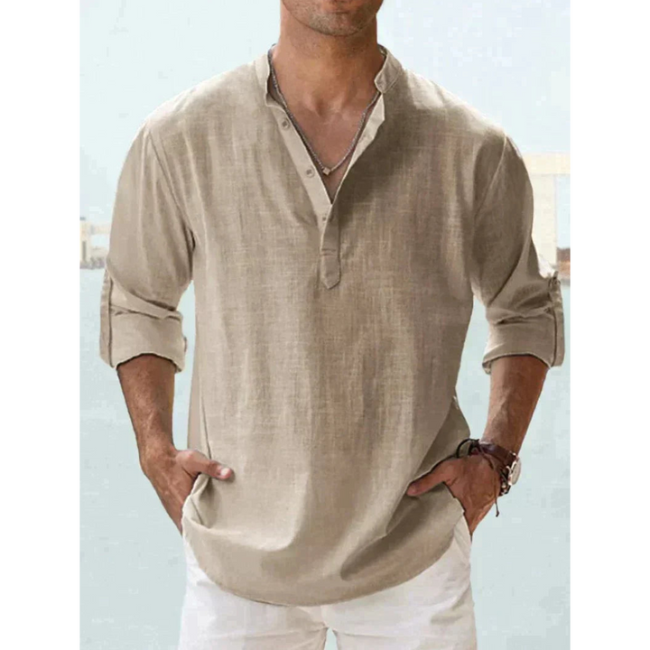 Men's Casual Summer Shirt | Henley, Long Sleeve