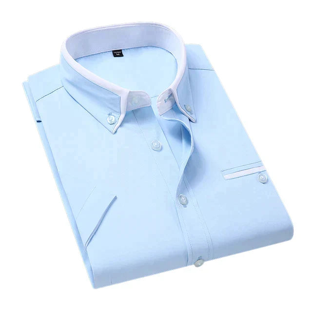 Men’s Designer Summer Shirt | Contrast Collar, Short Sleeve