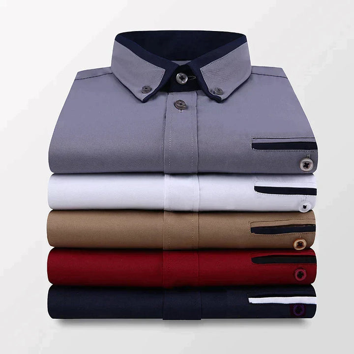 Men’s Designer Summer Shirt | Contrast Collar, Short Sleeve