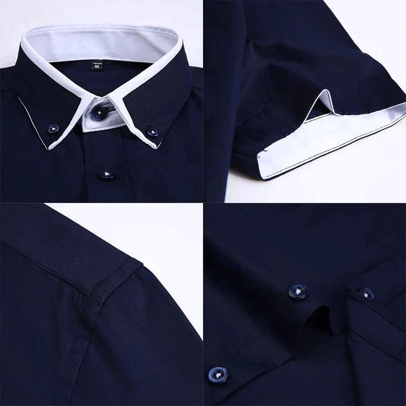 Men’s Designer Summer Shirt | Contrast Collar, Short Sleeve