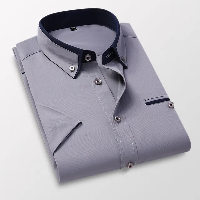 Men’s Designer Summer Shirt | Contrast Collar, Short Sleeve