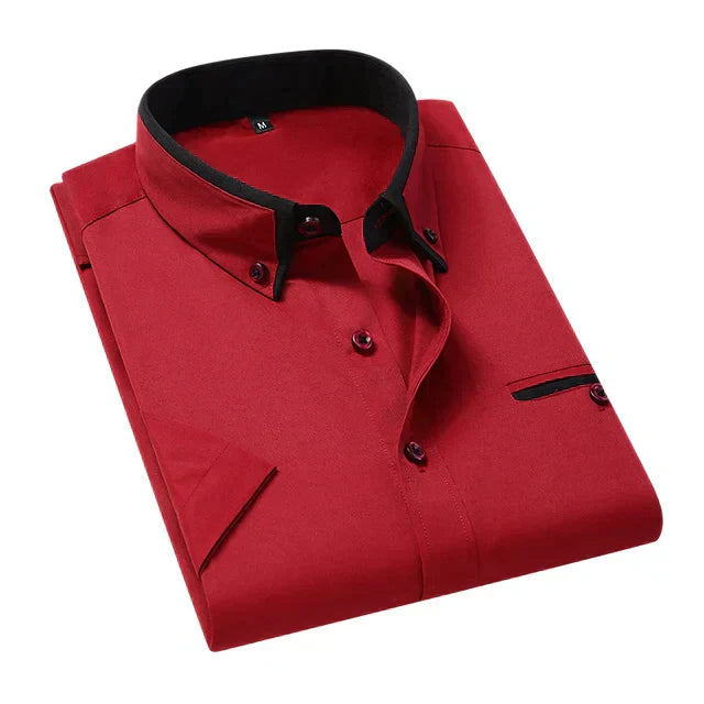 Men’s Designer Summer Shirt | Contrast Collar, Short Sleeve