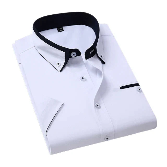 Men’s Designer Summer Shirt | Contrast Collar, Short Sleeve