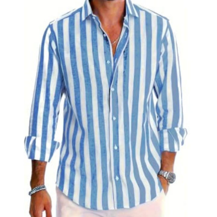 Men's Summer Striped Shirt | Checked, Long Sleeve