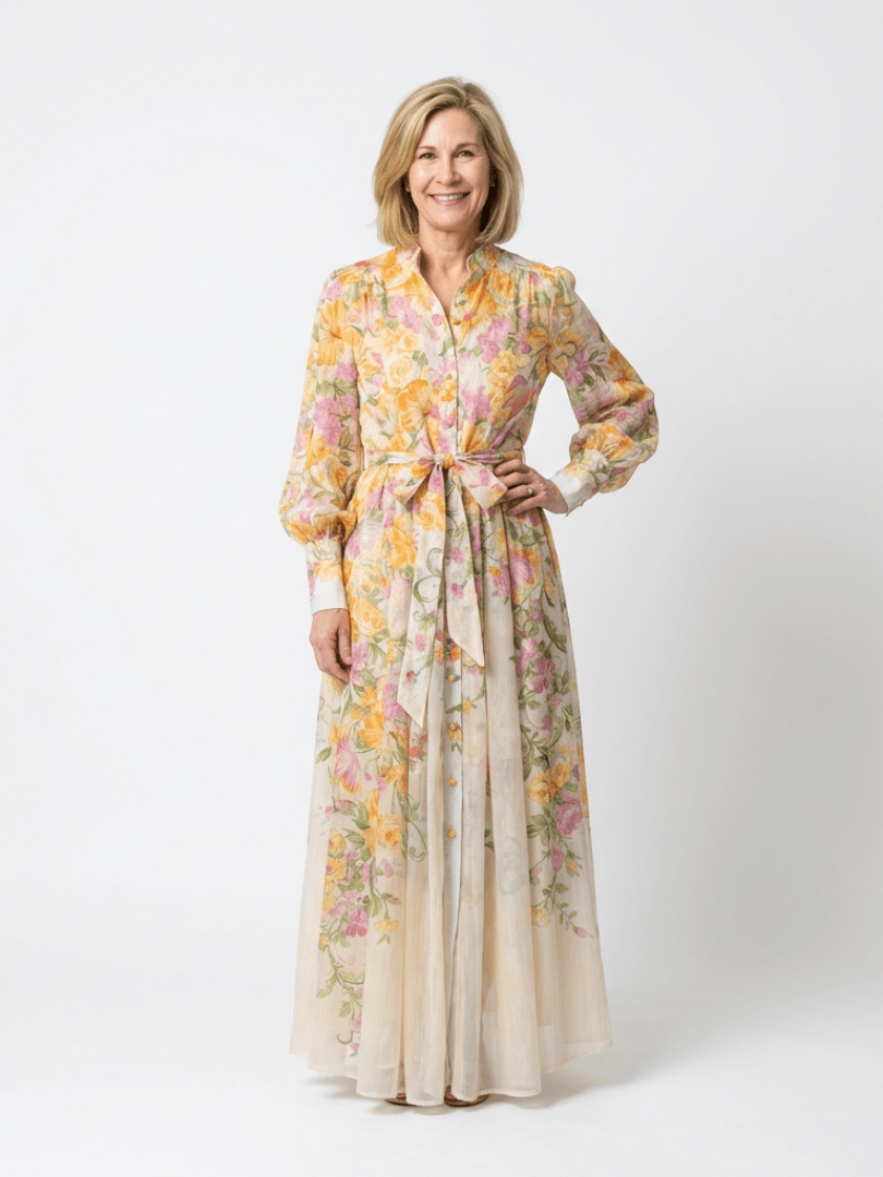 CRESSIDA™ | Floral Sheer Long Sleeve Maxi Dress