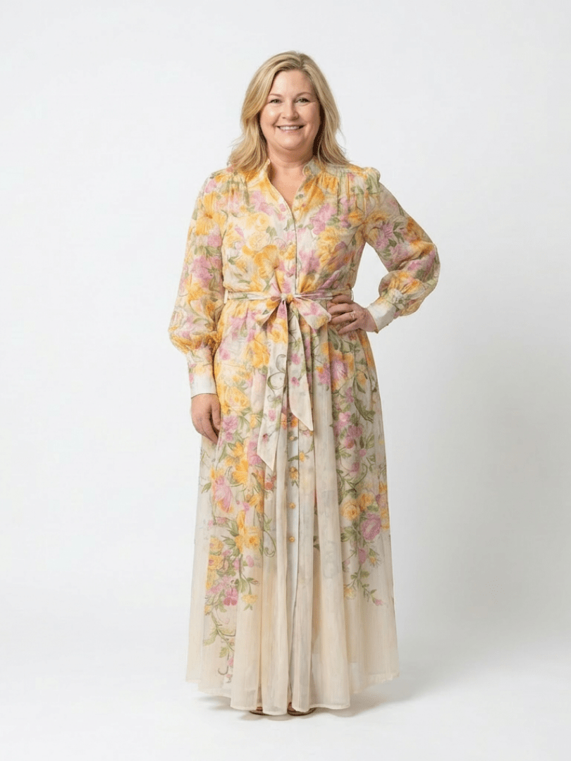 CRESSIDA™ | Floral Sheer Long Sleeve Maxi Dress