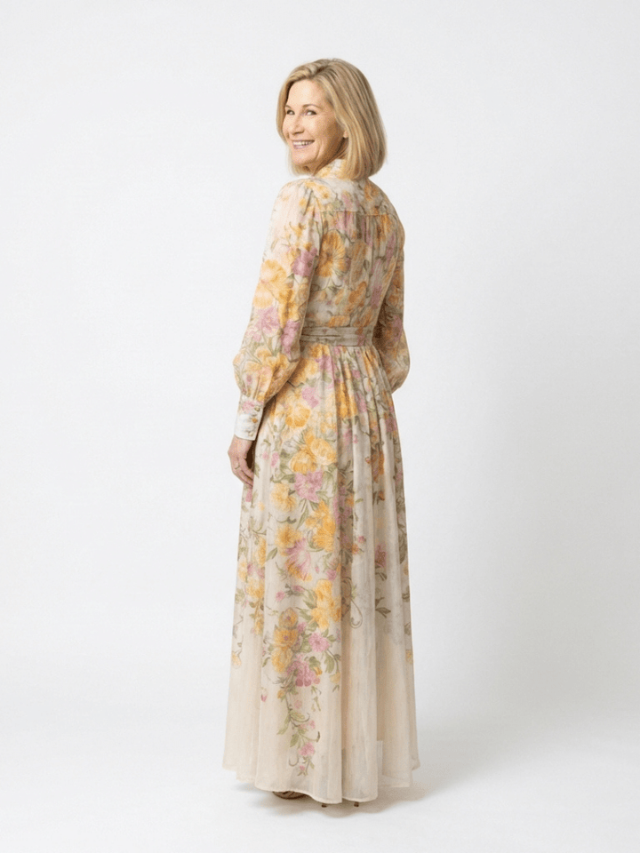CRESSIDA™ | Floral Sheer Long Sleeve Maxi Dress