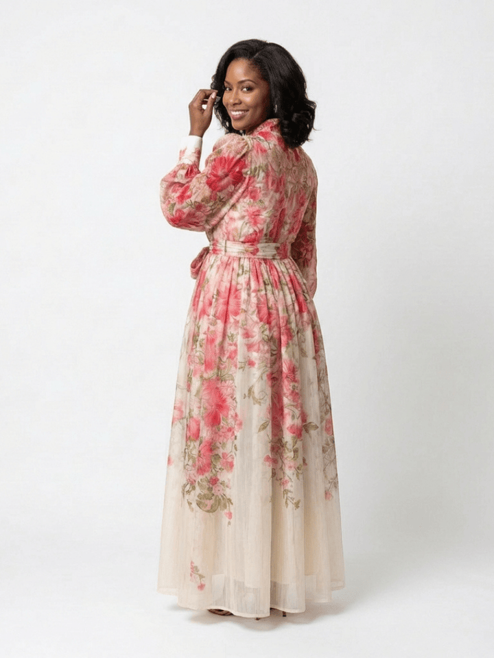 CRESSIDA™ | Floral Sheer Long Sleeve Maxi Dress
