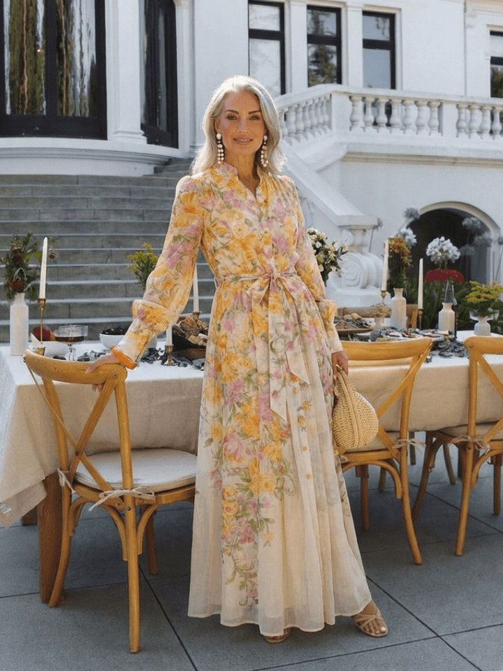 CRESSIDA™ | Floral Sheer Long Sleeve Maxi Dress
