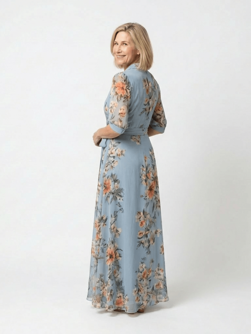 ELOWEN™ | Floral Wrap V Neck Maxi Dress